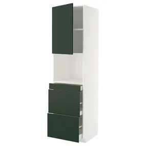 IKEA METOD МЕТОД / MAXIMERA МАКСИМЕРА, высокий шкаф д/СВЧ/дверца/3ящика, белый/Гавсторп темно-зеленый, 60x60x220 см 095.566.84 фото