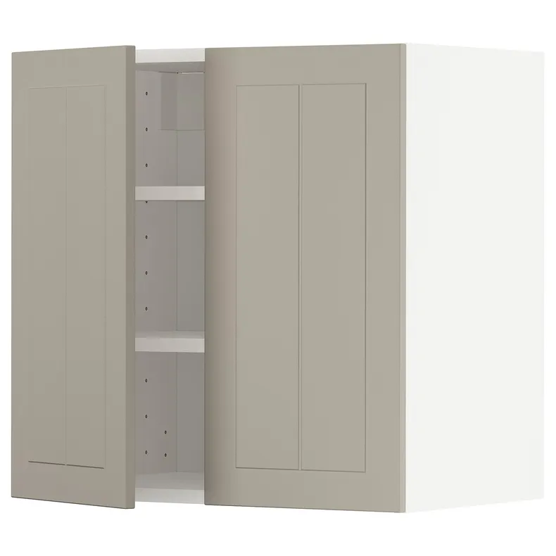 IKEA METOD МЕТОД, навісна шафа з полицями / 2 дверцят, білий / стенсундський бежевий, 60x60 см 094.685.88 фото №1