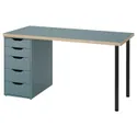 IKEA LAGKAPTEN ЛАГКАПТЕН / ALEX АЛЕКС, письменный стол, серо-бирюзовый / черный, 140x60 см 195.235.13 фото thumb №1