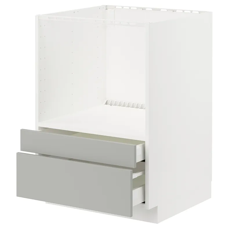 IKEA METOD МЕТОД / MAXIMERA МАКСІМЕРА, шафа д / комб мікрохв печі / шухляди, білий / Хавсторп світло-сірий, 60x60 см 495.383.39 фото №1