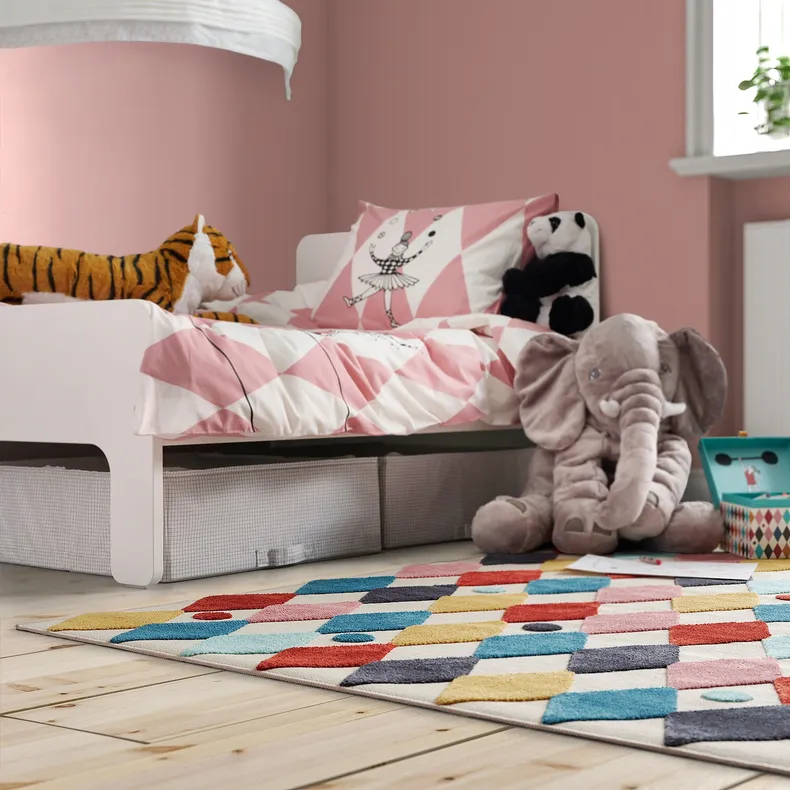 IKEA BUSENKEL БУСЕНКЕЛЬ, килим, арлекінський візерунок/багатобарвний, 130х160 см 605.204.27 фото №2