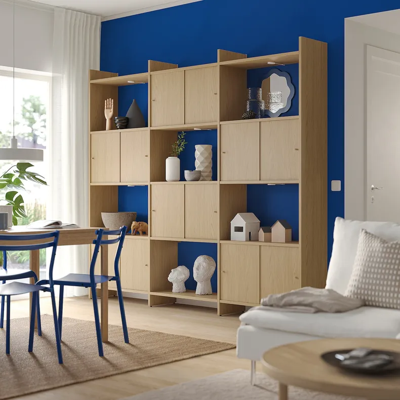 IKEA LÅDMAKARE, комбинация с раздвижными дверями, с 3 полками/имит. дуб, 238x35x212 см 895.646.75 фото №3