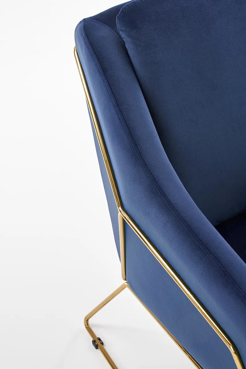 Крісло м'яке HALMAR SOFT 3 золотий каркас, темно-синій фото №6