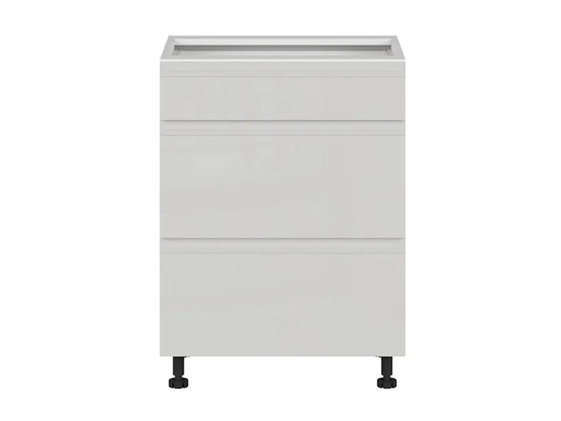 BRW Кухонный цокольный шкаф Sole 60 см с выдвижными ящиками светло-серый глянец, альпийский белый/светло-серый глянец FH_D3S_60/82_2SMB/SMB-BAL/XRAL7047 фото №1