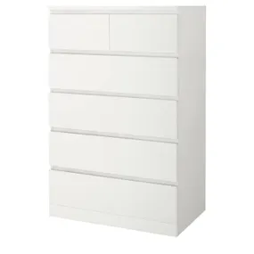 IKEA MALM МАЛЬМ, комод із 6 шухлядами, білий, 80x123 см 604.036.02 фото