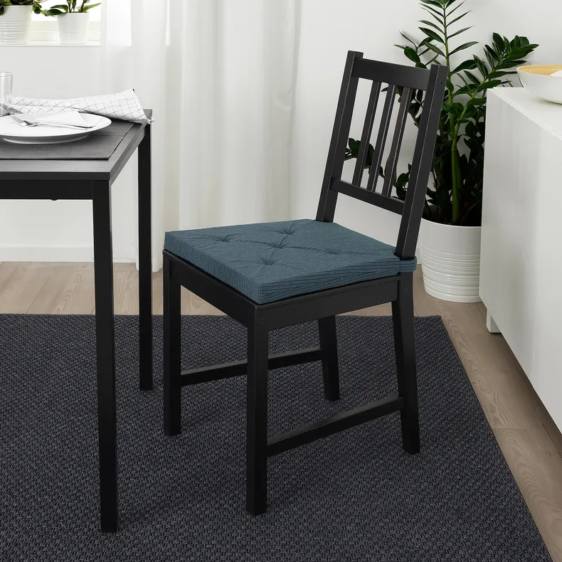 IKEA JUSTINA, подушка для кресла, темно-синий/полосатый, 42/35x40x4 см 903.958.13 фото №2