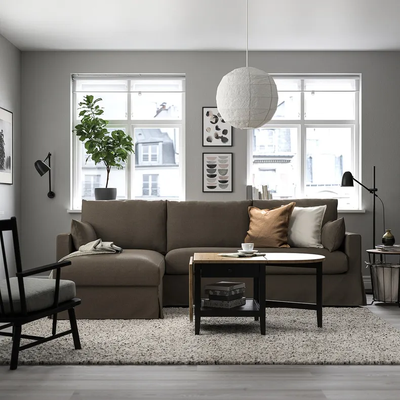 IKEA HYLTARP ХЮЛЬТАРП, 3-місний диван з кушеткою, лів, ГРАНСЕЛЬ сіро-коричневий 094.896.80 фото №2