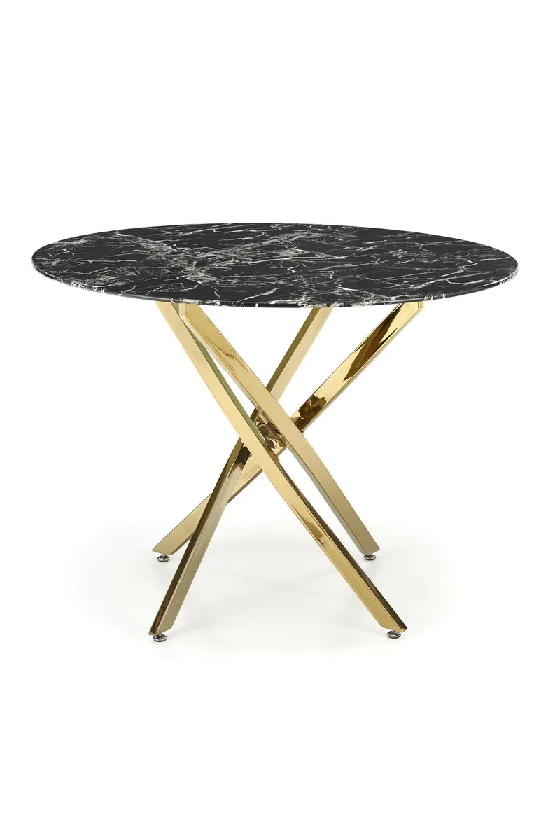 Кухонний стіл HALMAR RAYMOND 2, 100x100 см стільниця - чорний мармур, ніжки - золото фото №6
