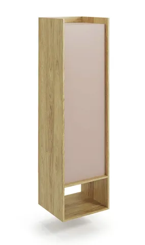 Книжный шкаф HALMAR MOBIUS 1D 50x41 см, корпус : натуральный гикори, фасады - античный розовый фото