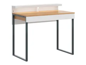 BRW Письмовий стіл Darin 100 см зі сховищем і світлодіодним підсвічуванням дуб арлінгтон/білий, Дуб Арлінгтон / Альпійський білий BIU-DAAN/BAL фото