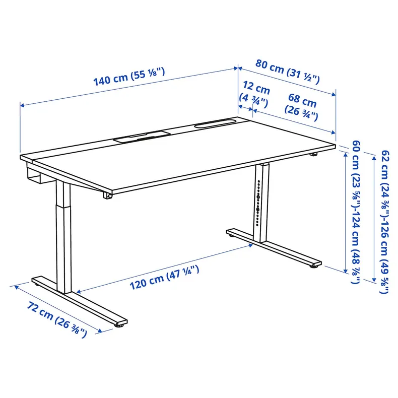 IKEA MITTZON МИТТЗОН, письменный стол, окл береза / белый, 140x80 см 495.281.18 фото №13