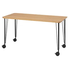 IKEA ANFALLARE АНФАЛЛАРЕ / KRILLE КРИЛЛЕ, письменный стол, бамбук / черный, 140x65 см 895.099.95 фото