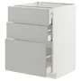 IKEA METOD МЕТОД / MAXIMERA МАКСИМЕРА, напольный шкаф с 3 ящиками, белый / светло-серый, 60x60 см 595.387.20 фото