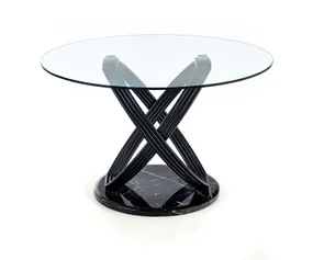 Кухонний стіл HALMAR OPTICO 122x122 см, стільниця - прозора, ніжки - чорні фото