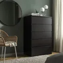 IKEA MALM МАЛЬМ, комод с 6 ящиками, черный и коричневый, 80x123 см 704.036.06 фото thumb №3