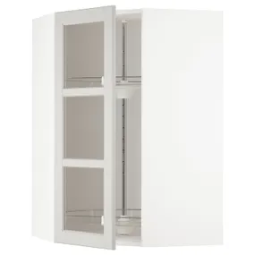 IKEA METOD МЕТОД, углов навесн шк с врщ скц / сткл дв, белый / светло-серый, 68x100 см 892.744.83 фото