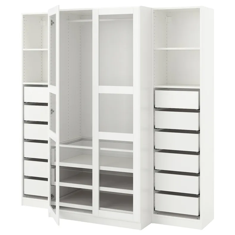 IKEA PAX ПАКС / TYSSEDAL ТІССЕДАЛЬ, гардероб, біле / біле скло, 200x60x201 см 893.001.04 фото №1