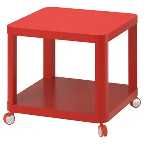 IKEA TINGBY ТІНГБЮ, столик журнальний на коліщатах, червоний, 50x50 см 804.574.39 фото