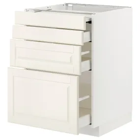 IKEA METOD МЕТОД / MAXIMERA МАКСИМЕРА, напольный шкаф с выдвиж панелью / 3ящ, белый / бодбинские сливки, 60x60 см 494.334.41 фото