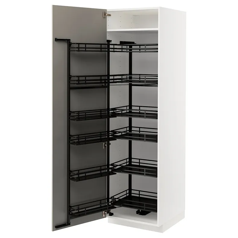 IKEA METOD МЕТОД, высокий шкаф с выдвижным модулем, белый / Стенсунд бежевый, 60x60x200 см 794.720.25 фото №1