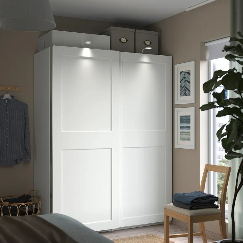IKEA PAX ПАКС / GRIMO ГРИМО, гардероб, белый / белый, 150x66x201 см 394.297.79 фото №2