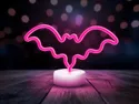 BRW Світлодіодна неонова настільна лампа кажан рожево-біла 093821 фото thumb №2