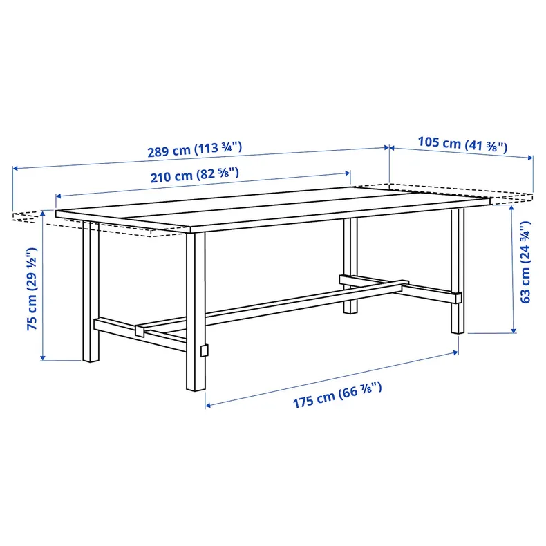 IKEA NORDVIKEN НОРДВИКЕН / NORDVIKEN НОРДВИКЕН, стол и 6 стульев, белый / белый, 210 / 289x105 см 293.047.65 фото №10