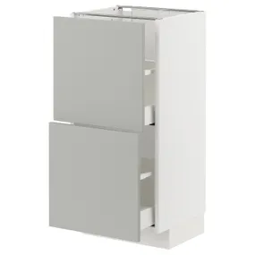 IKEA METOD МЕТОД / MAXIMERA МАКСИМЕРА, напольный шкаф с 2 ящиками, белый / светло-серый, 40x37 см 095.382.04 фото