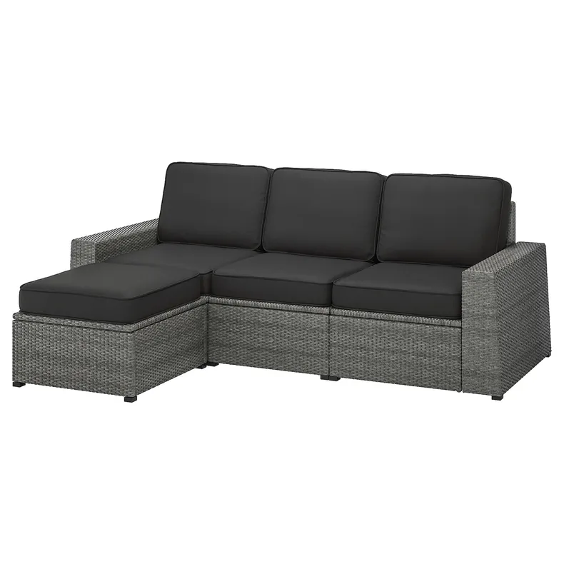 IKEA SOLLERÖN СОЛЛЕРЕН, 3-місний модульний диван для вулиці, з підставкою для ніг темно-сірий / антрацит Ярпен/Дувхольмен 993.264.29 фото №1