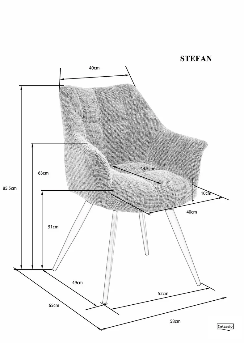 INTARSIO Стул STEFAN черный каркас/светло-серый тк. фото №6