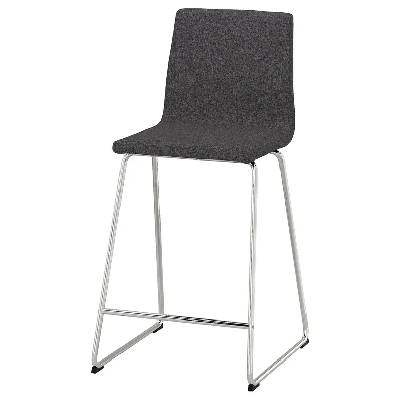 IKEA LILLÅNÄS ЛІЛЛОНЕС, барний стілець, хромований / ГУННАРЕД темно-сірий, 63 см 905.347.91 фото №1