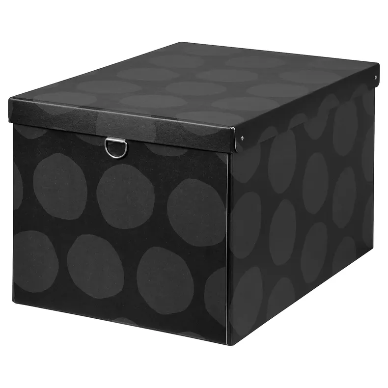 IKEA NIMM НІММ, коробка для зберігання з кришкою, сірі крапки, 35x50x30 см 405.959.99 фото №1