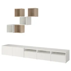 IKEA BESTÅ БЕСТО / EKET ЭКЕТ, комбинация для ТВ, белый / дуб, окрашенный в белый цвет, 300x42x210 см 794.377.63 фото