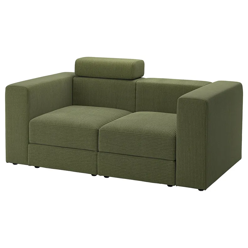 IKEA JÄTTEBO ЄТТЕБУ, 2-місний модульний диван, з узголів'ям / САМСАЛА темний жовто-зелений 495.104.01 фото №1