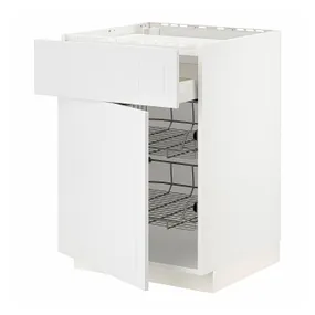 IKEA METOD МЕТОД / MAXIMERA МАКСІМЕРА, підлог шафа д / плити, шух / 2 дрот кош, білий / стенсундський білий, 60x60 см 794.652.75 фото