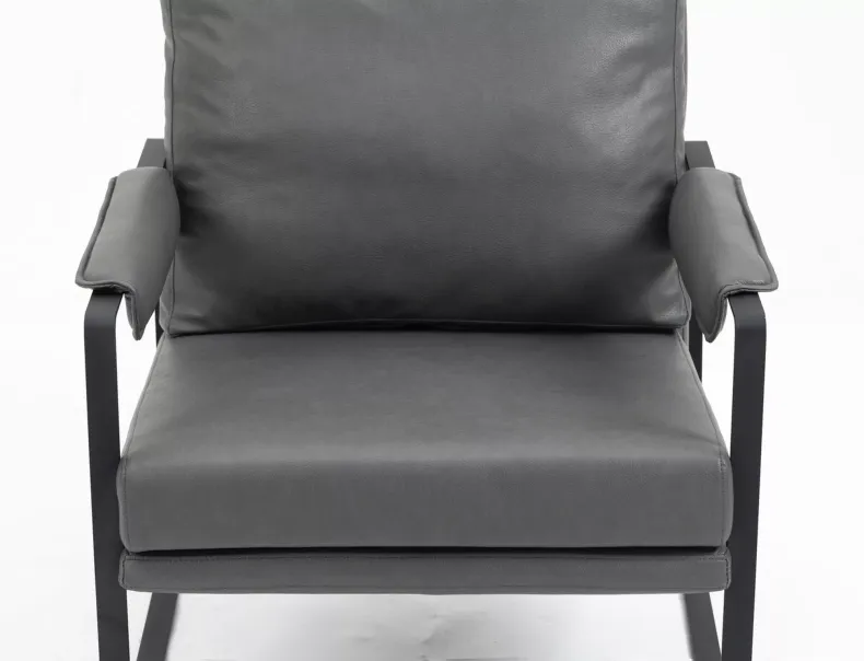 Кресло мягкое с металлическим каркасом SIGNAL FOCUS Buffalo, экокожа: серый фото №4