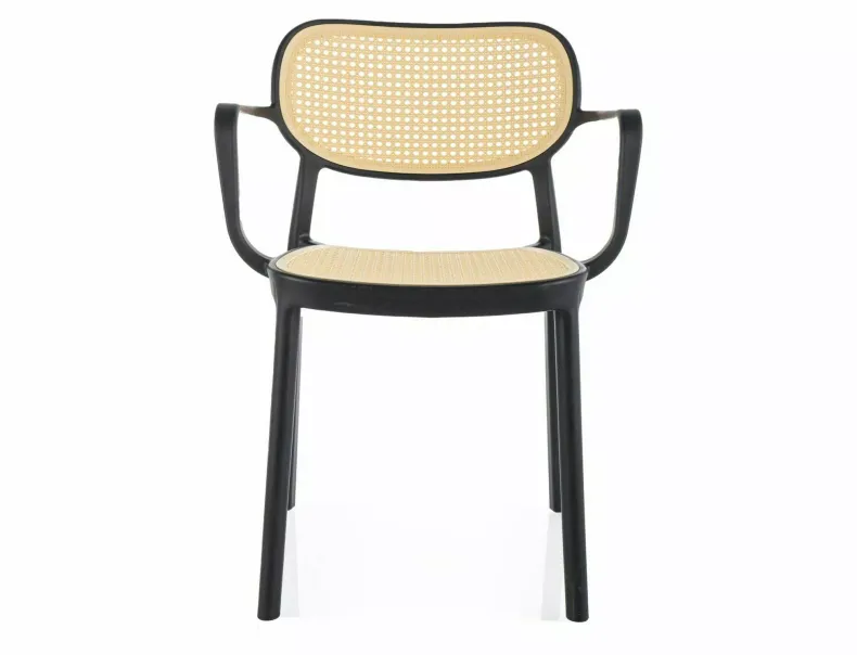 Кухонный стул пластиковый SIGNAL BALI II, эффект ротанга / черный фото №2