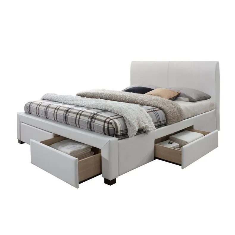 Двуспальная кровать HALMAR С ящиками Modena 2 160x200 см белая фото №1