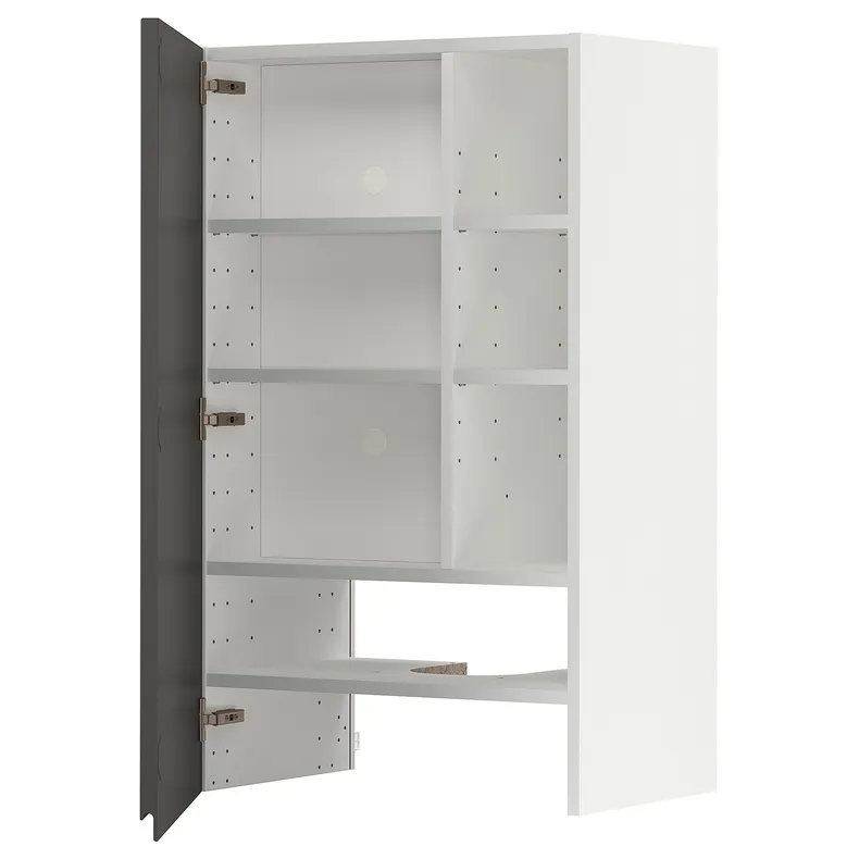 IKEA METOD МЕТОД, навесной шкаф д / вытяжки / полка / дверь, белый / Воксторп темно-серый, 60x100 см 795.042.34 фото №1