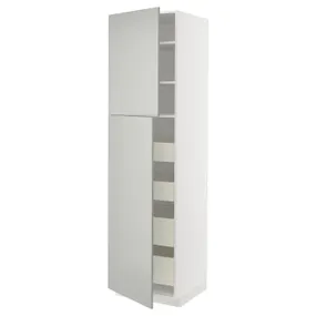 IKEA METOD МЕТОД / MAXIMERA МАКСИМЕРА, высокий шкаф / 2дверцы / 4ящика, белый / светло-серый, 60x60x220 см 495.390.27 фото