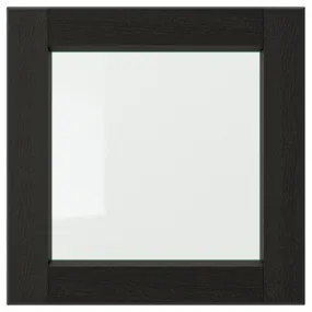 IKEA LERHYTTAN ЛЕРХЮТТАН, скляні дверцята, чорна морилка, 40x40 см 003.560.81 фото