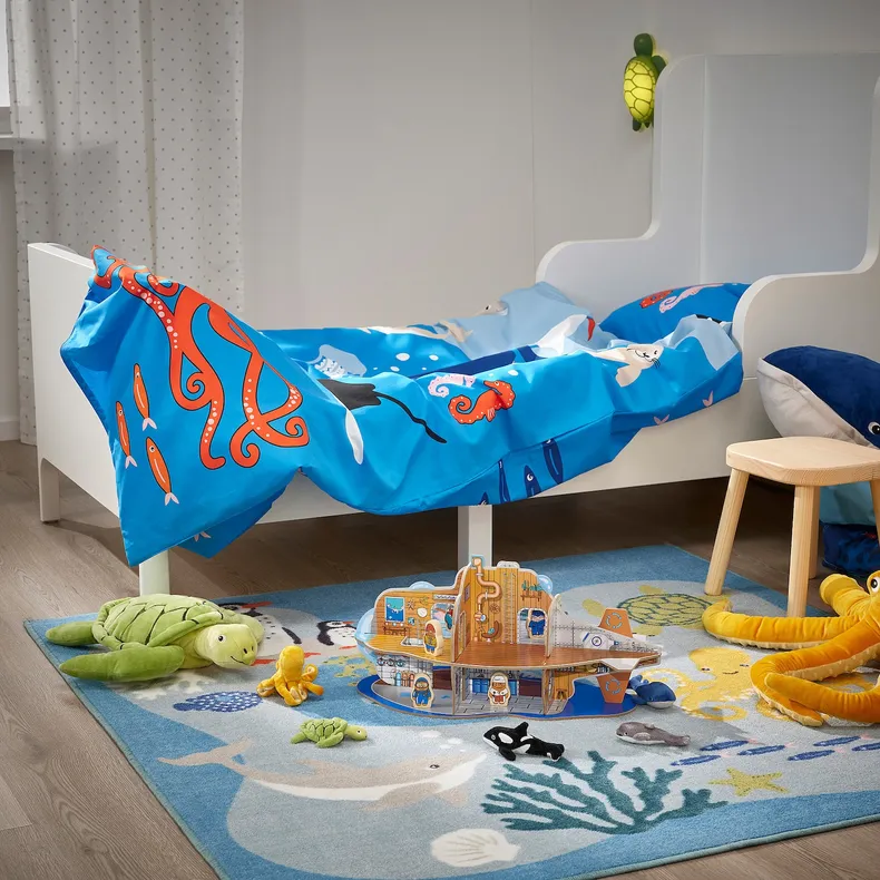 IKEA BLÅVINGAD БЛОВІНГАД, килим, морські тварини/різнобарвний, 133x133 см 805.283.66 фото №9