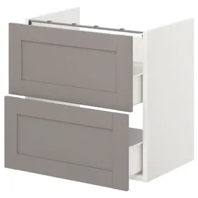 IKEA ENHET ЕНХЕТ, підлогова шафа під раковин з 2 шухл, біла/сіра рамка, 60x42x60 см 193.223.45 фото