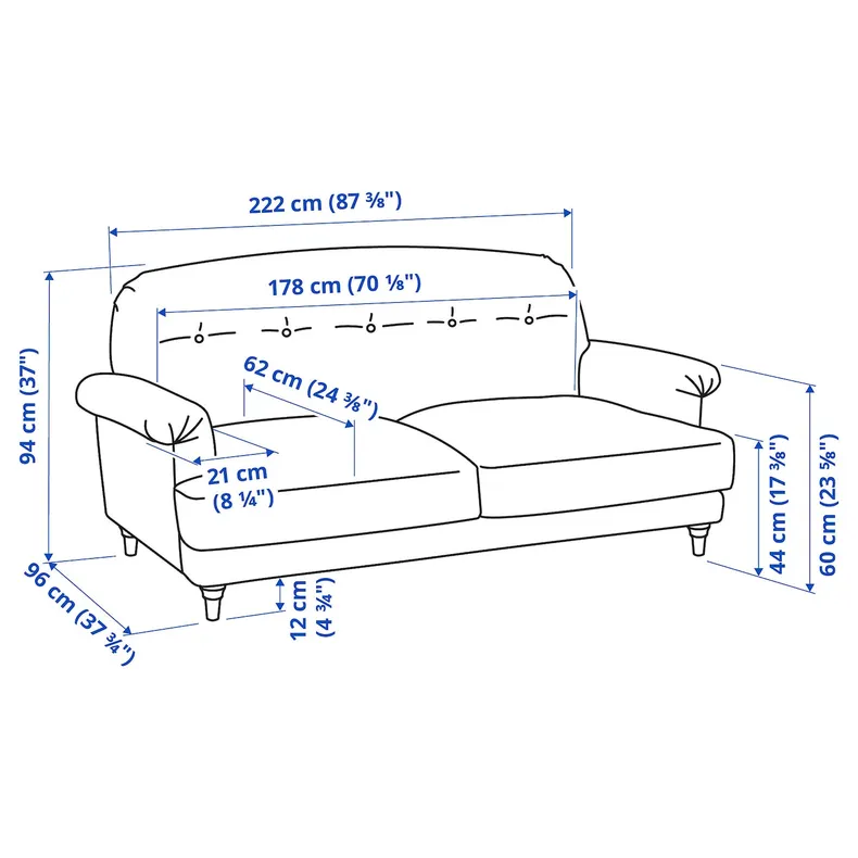 IKEA ESSEBODA ЕССЕБОДА, 3-місний диван, КНЕБЕКК / антрацит береза 494.435.29 фото №11