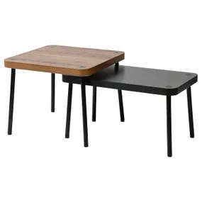 IKEA SONHULT СОНХУЛЬТ, комплект столів, 2 шт, сірий/під горіх 305.785.56 фото