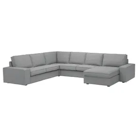 IKEA KIVIK КІВІК, кутовий диван, 5-місний з кушеткою, Tibbleby бежевий/сірий 594.404.79 фото