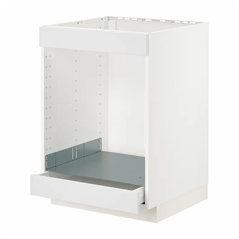 IKEA METOD МЕТОД / MAXIMERA МАКСІМЕРА, підлогова шафа для плити+дух з шухл, білий / стенсундський білий, 60x60 см 494.094.79 фото №1