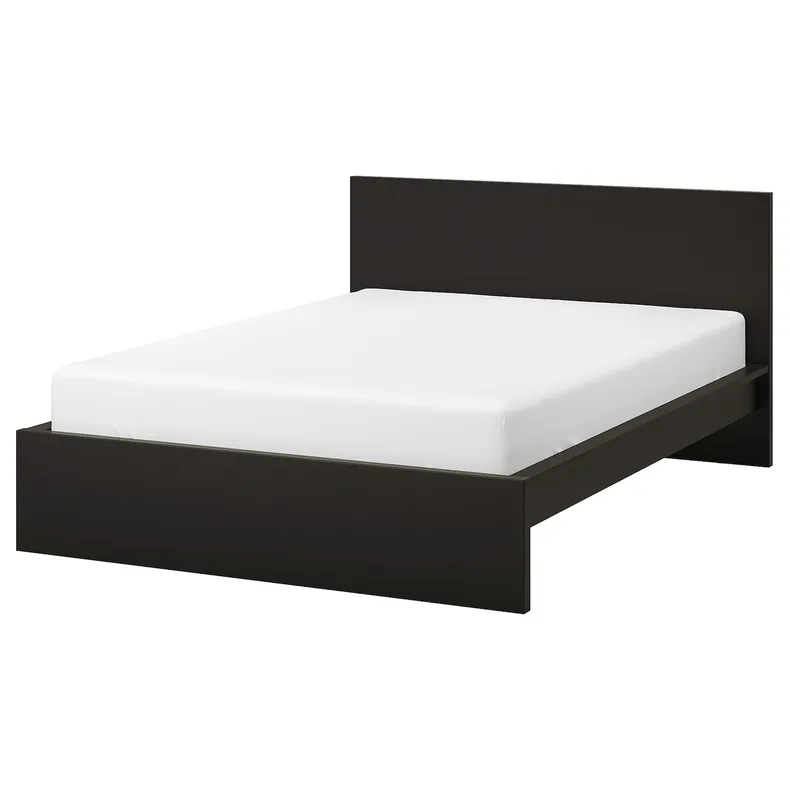 IKEA MALM МАЛЬМ, каркас кровати, черный / коричневый / Lindbåden, 160x200 см 394.949.63 фото №1