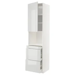 IKEA METOD МЕТОД / MAXIMERA МАКСИМЕРА, высокий шкаф д / СВЧ / дверца / 3ящика, белый / светло-серый, 60x60x240 см 094.693.71 фото