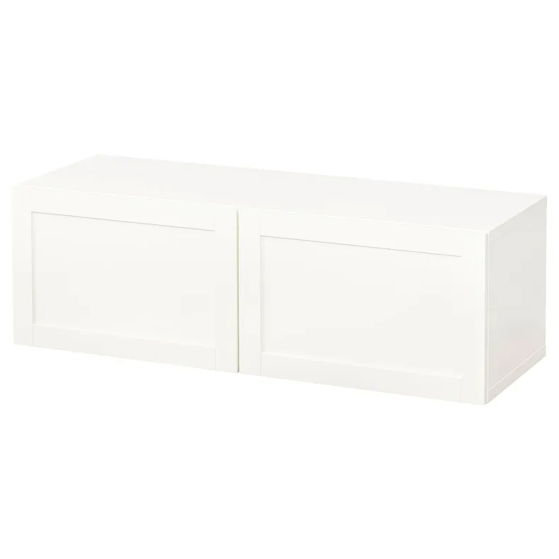 IKEA BESTÅ БЕСТО, настінна комбінація шаф, білий / ХАНВІКЕН білий, 120x42x38 см 294.398.54 фото №1